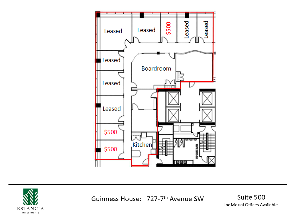 500 - 727 7 Ave SW, Calgary, AB floorplan