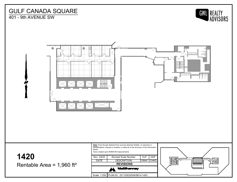 1420 - 401 9 Avenue Southwest, Calgary, AB floorplan