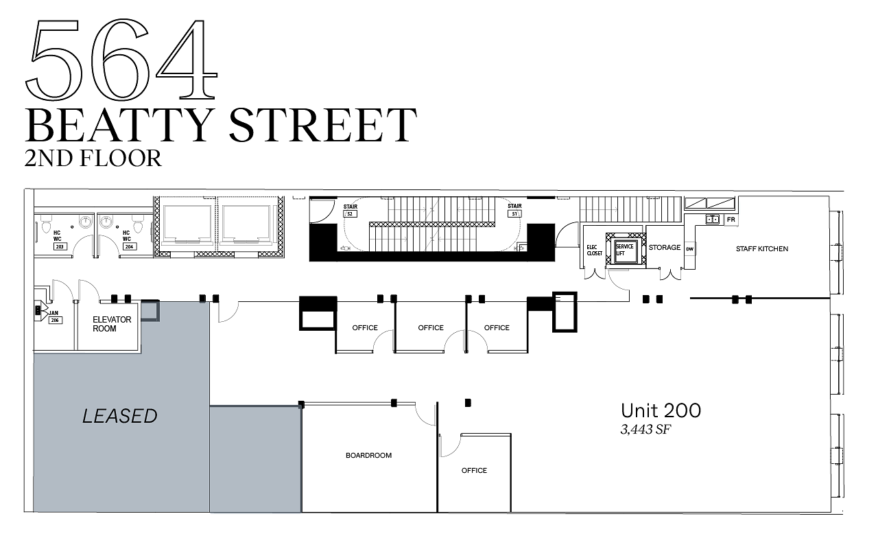200 - 564 Beatty St, Vancouver, BC floorplan
