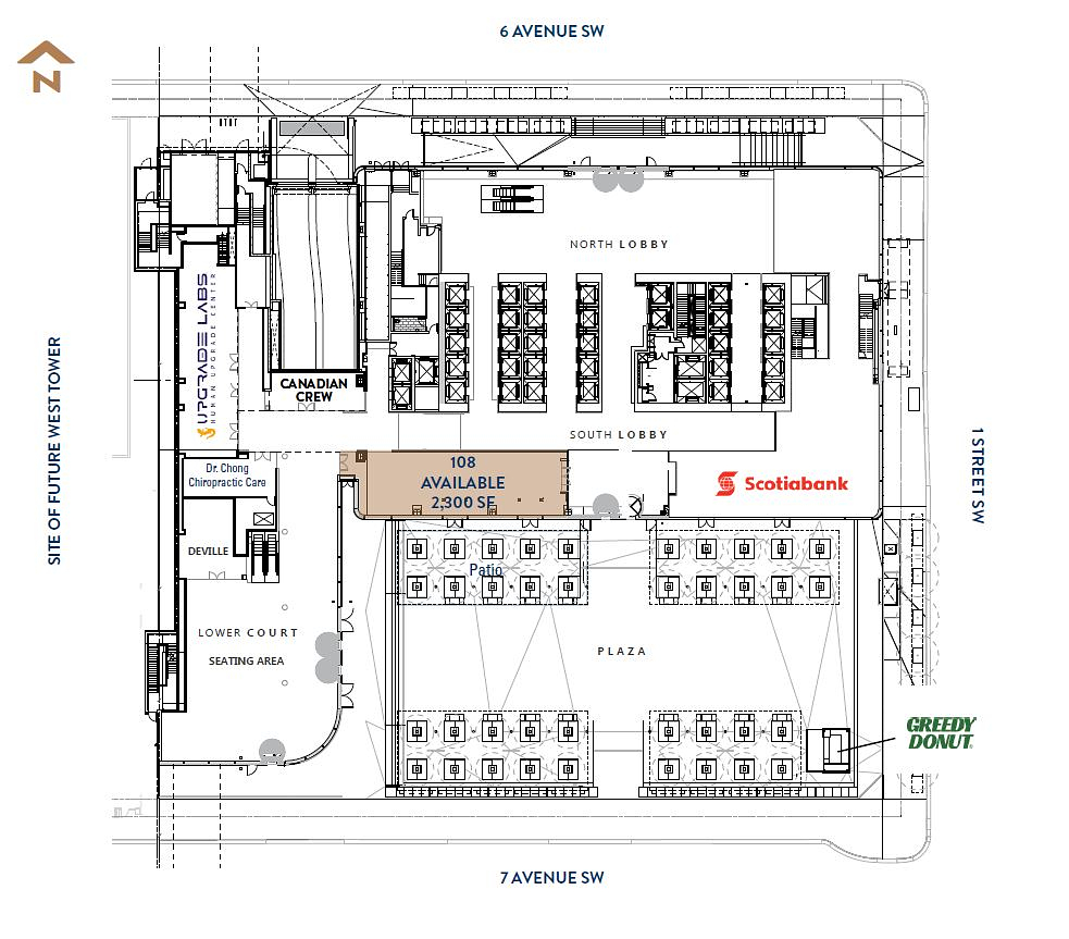 108 - 225 6 Avenue Southwest, Calgary, AB floorplan