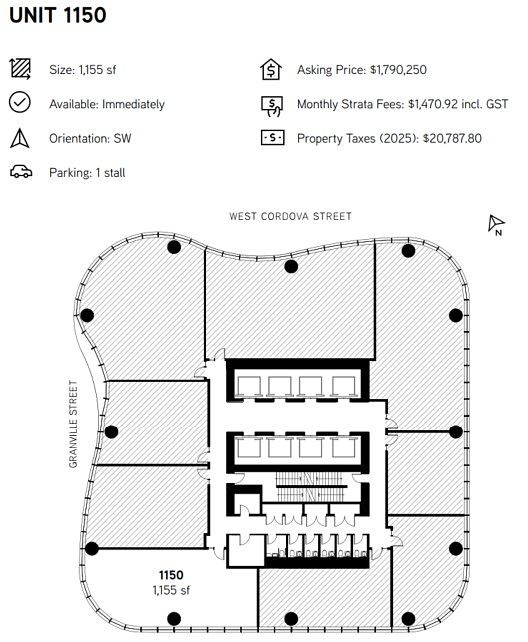 1150 - 320 Granville Street, Vancouver, BC floorplan