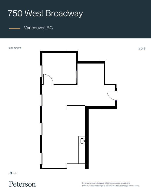 1316 - 750 W Broadway, Vancouver, BC floorplan