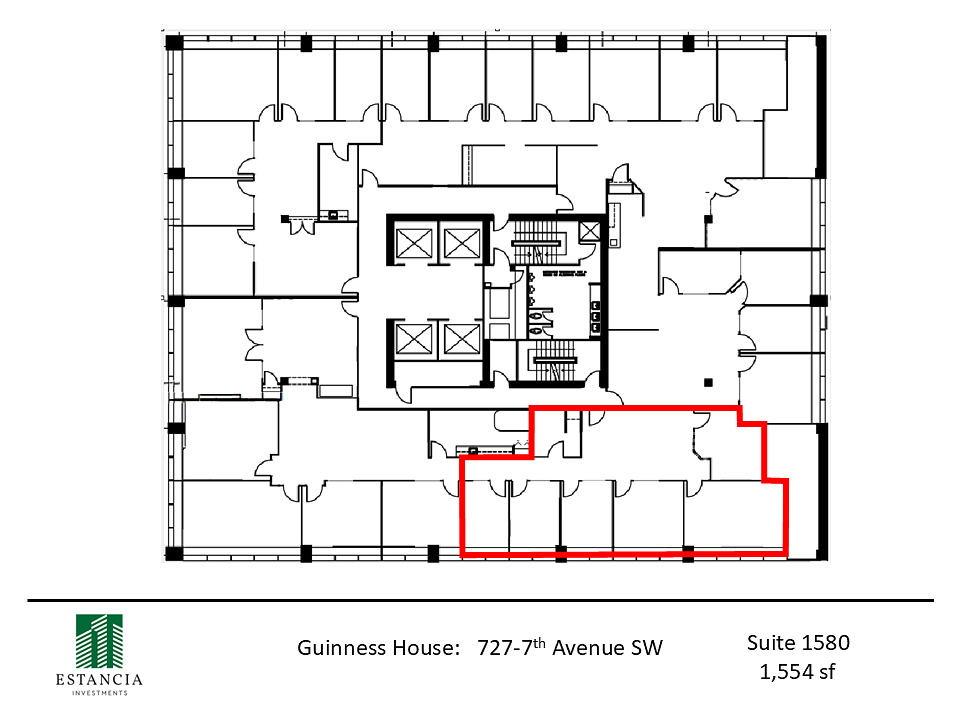 1580 - 727 7 Ave SW, Calgary, AB floorplan
