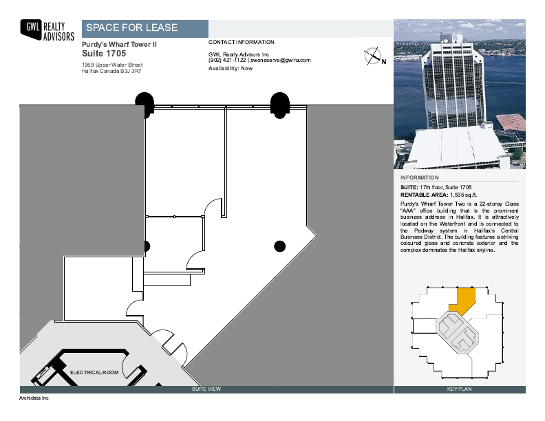 1705 - 1969 Upper Water Street, Halifax, NS floorplan