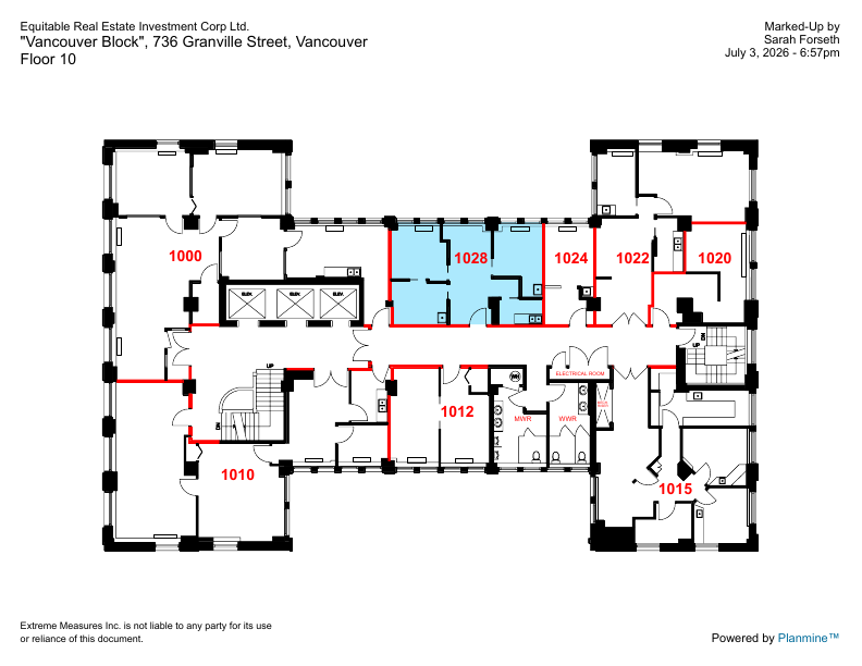 1028 - 736 Granville St, Vancouver, BC floorplan