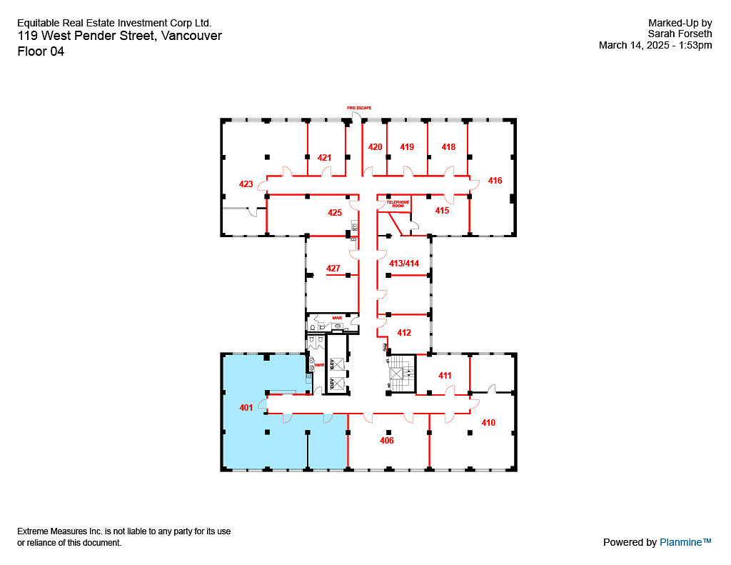 401 - 119 West Pender Street, Vancouver, BC floorplan