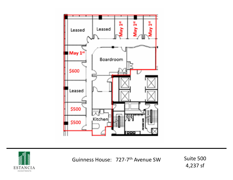 500 - 727 7 Ave SW, Calgary, AB floorplan