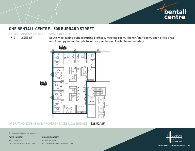 1710 - 505 Burrard Street, Vancouver, BC floorplan