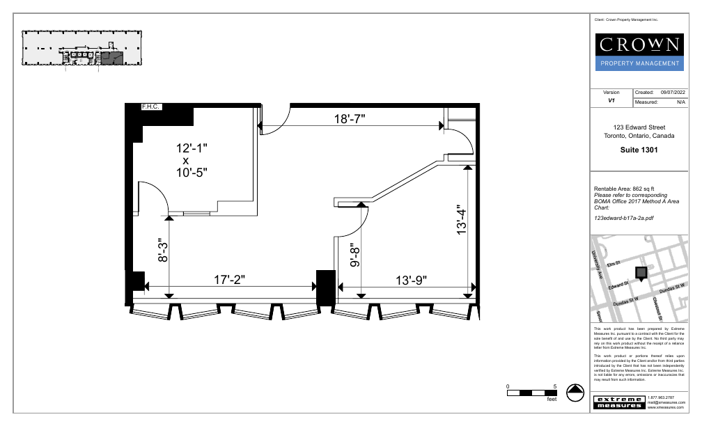 1301 - 605-123 Edward Street, Toronto, ON floorplan