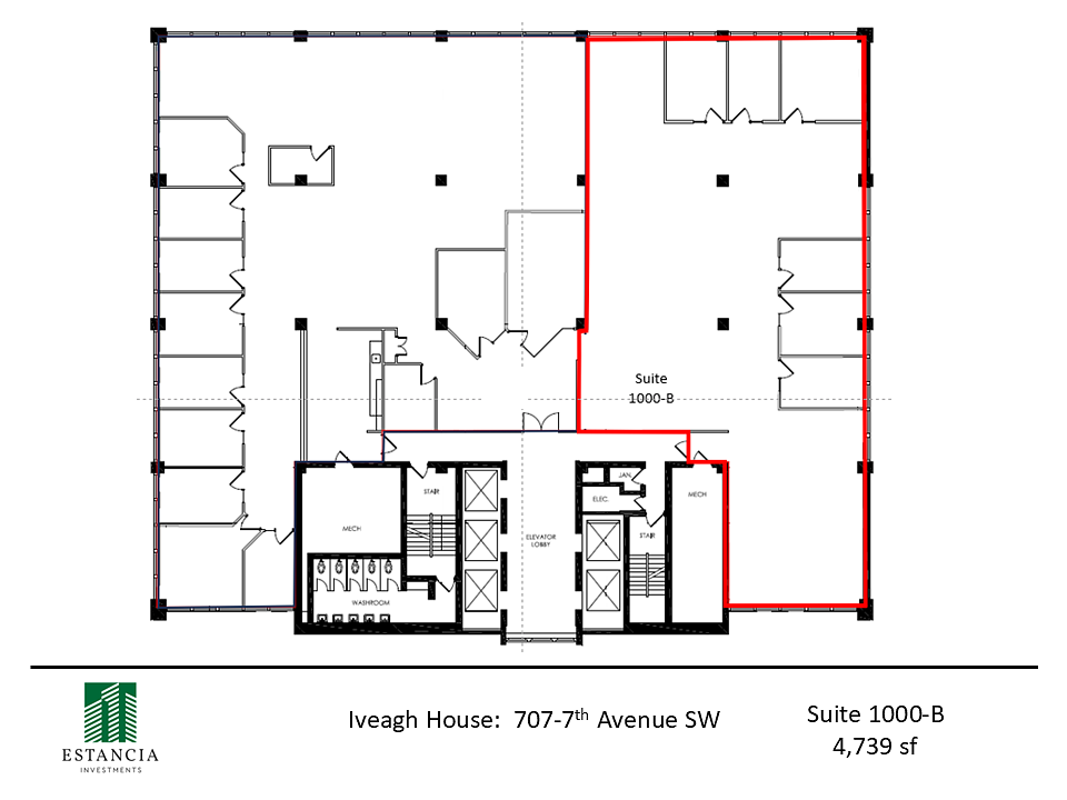 1000-B - 707 7 Avenue Southwest, Calgary, AB floorplan