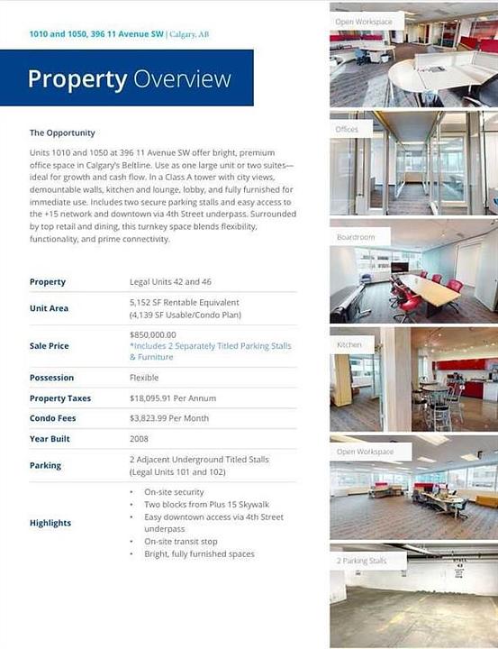 1010 & 1050 - 396 11 Avenue Southwest, Calgary, AB