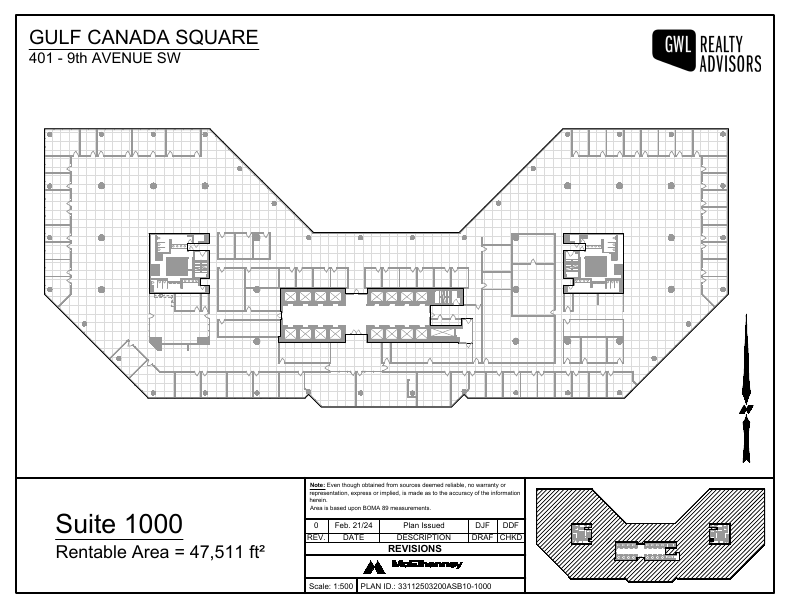 1000 - 401 9 Avenue Southwest, Calgary, AB floorplan