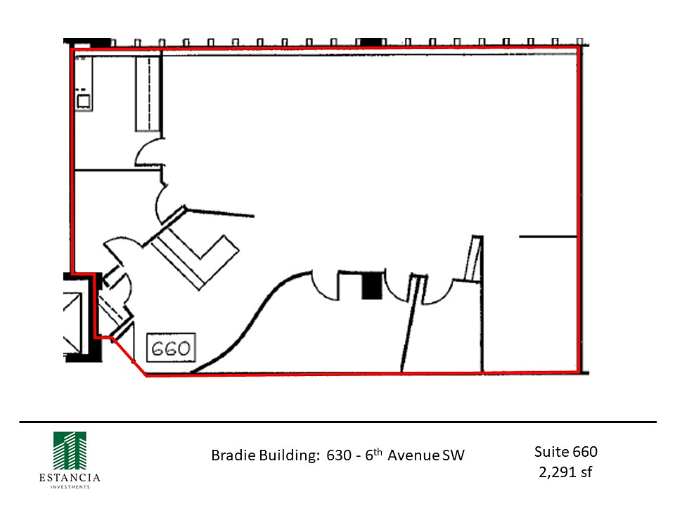 660 - 630 6 Avenue Southwest, Calgary, AB floorplan