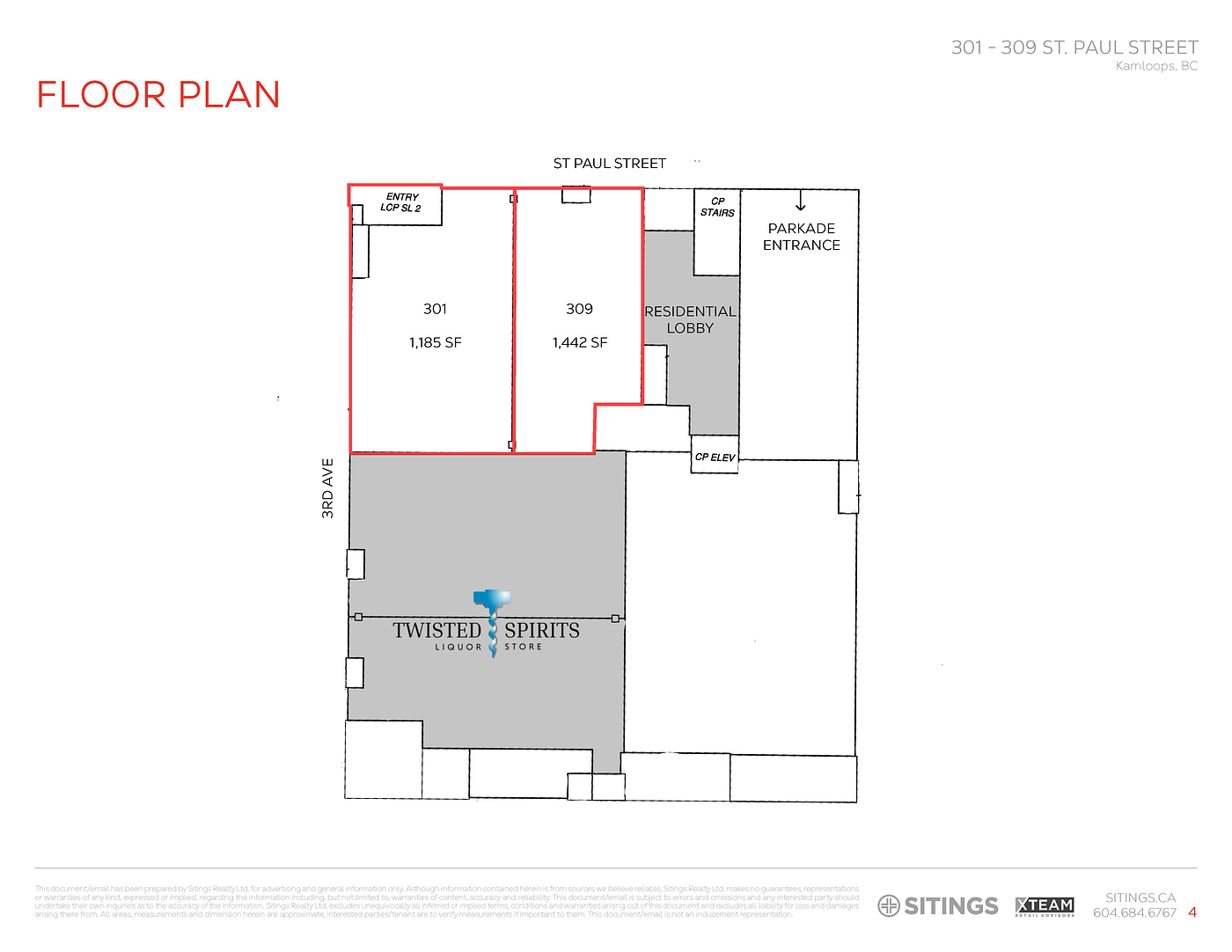 301-309 - 309 Saint Paul Street, Kamloops, BC floorplan