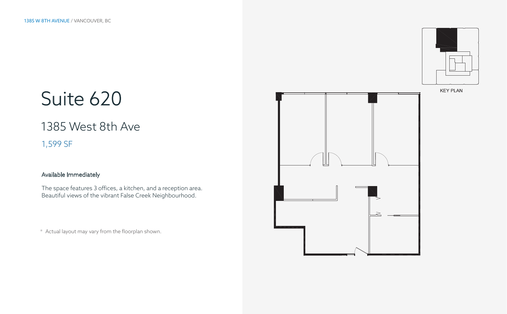 Suite 620 - 1385 West 8th Avenue, Vancouver, BC floorplan