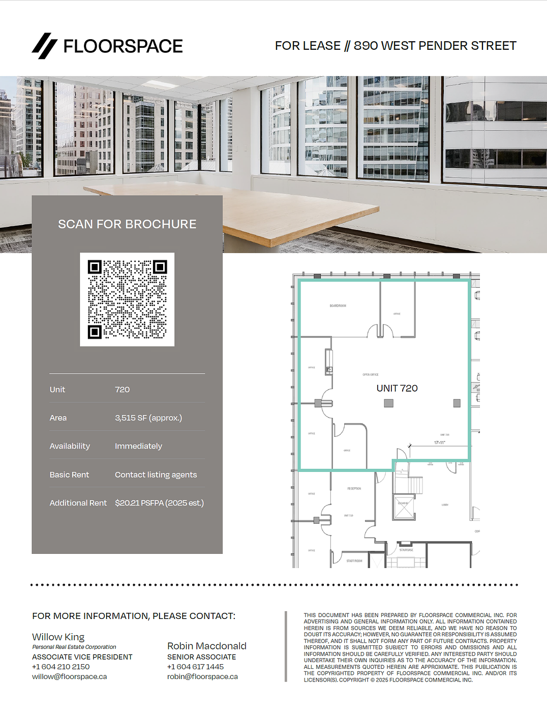 720 - 890 West Pender Street, Vancouver, BC floorplan