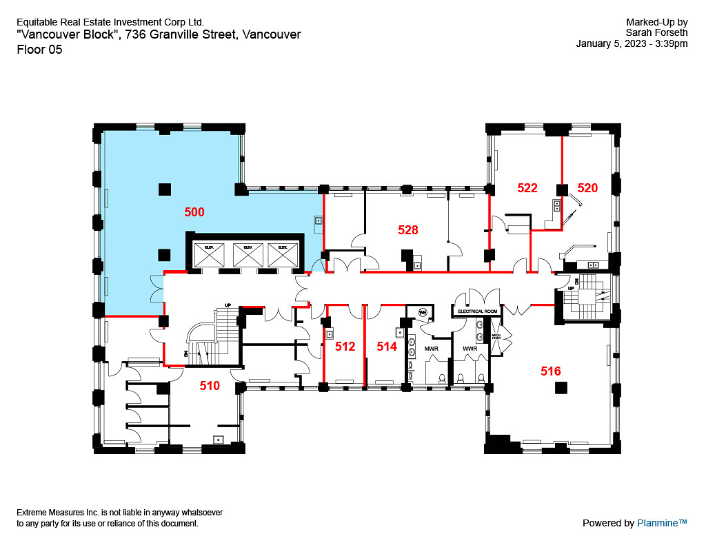 500 - 736 Granville St, Vancouver, BC floorplan